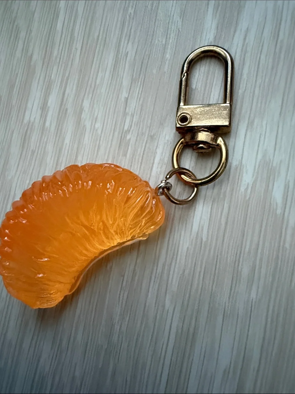 ✨ Tangerine Fruit Key Holder Charm with Gold-Toned Hardware
